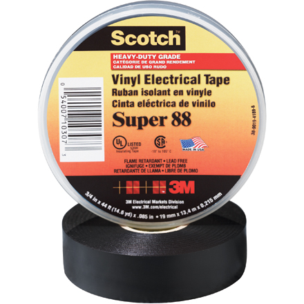 3/4" x 66' Black (10 Pack) Scotch<span class='rtm'>®</span> Vinyl Electrical Tape Super 88